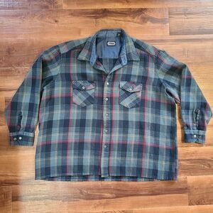 Vtg Above Average Shirt Mens 3X Big Man Button Down Tartan Plaid Flannel Shacket